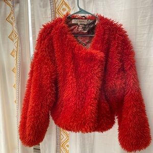 Free People burnt orange Faux Fur Jacket